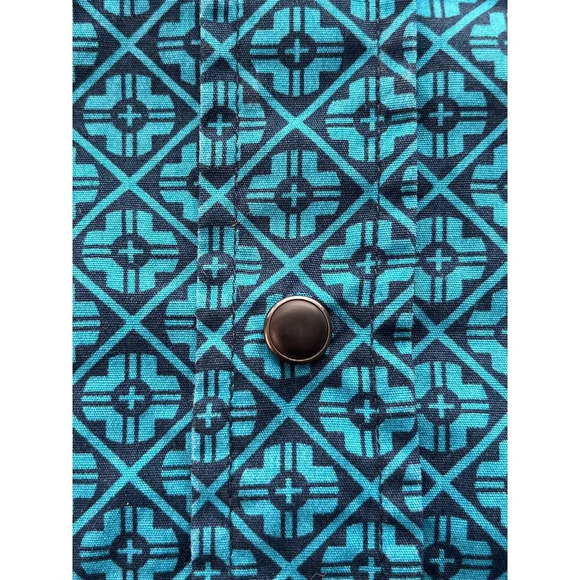 ELY Cattleman Mens XL Teal Long Sleeves Aztec Snap Button Shirt - Picture 7 of 9